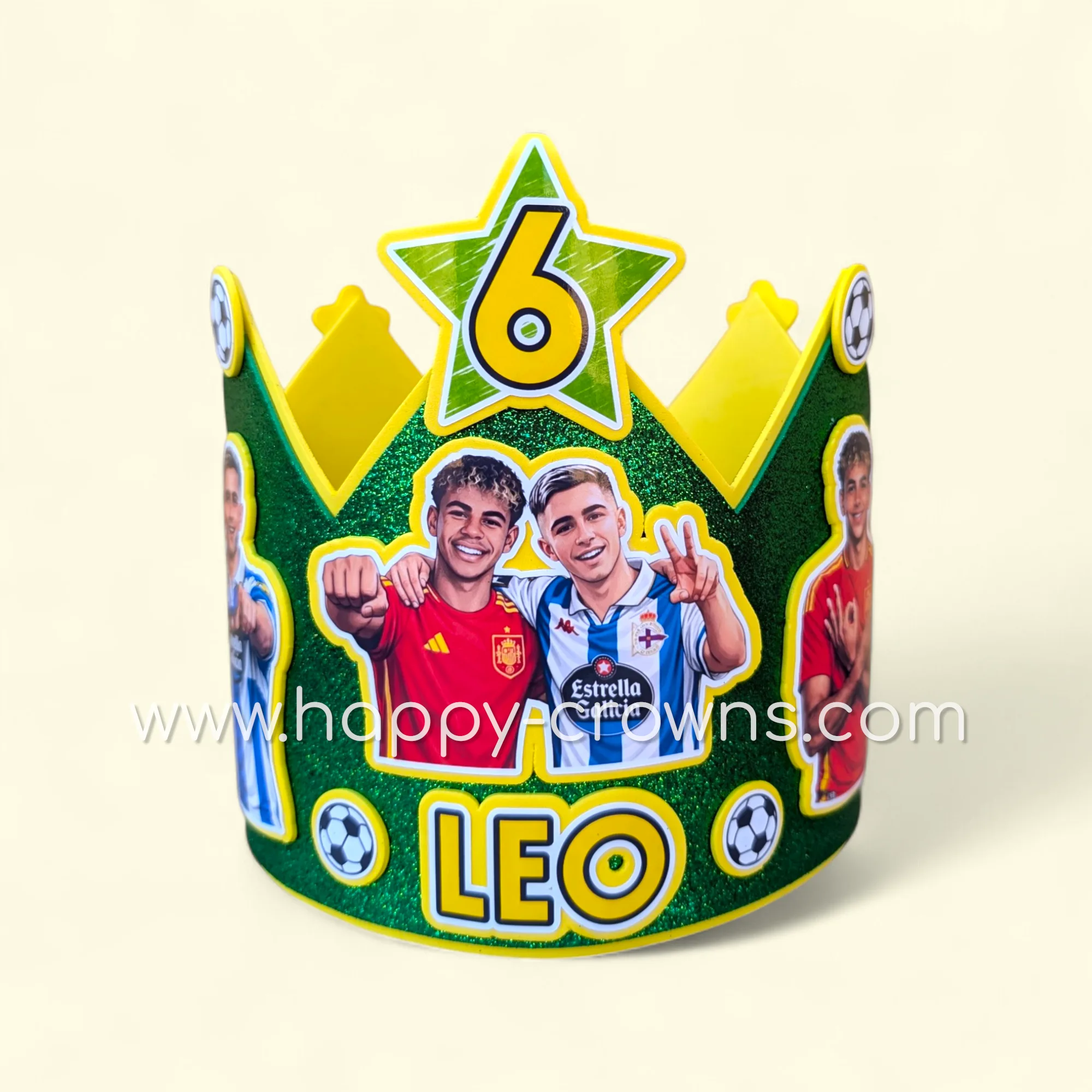 Corona de cumpleaños Fútbol personalizada